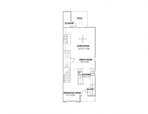 a floor plan of a small house with a bedroom and a living room